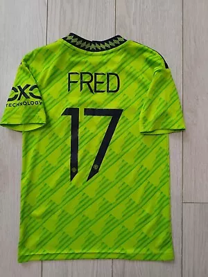 Sz XS Kids Manchester United Football Jersey 2022/2023 Third Adidas Fred Shirt • $21.50