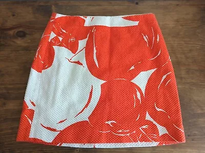 J. Crew Women's Orange/cream Postage Stamp Mini Skirt In Big Apple Lined Size 2 • $10