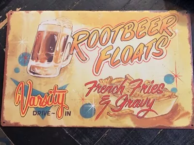 Root Beer Floats & French Fries TIN SIGN Vtg Drive-in Diner Metal Wall Decor  • $7