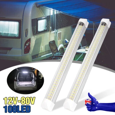 $18.99 • Buy X2 108LED Strip Lights BAR Car Interior Lamp Camping Caravan Boat Cool White 12V