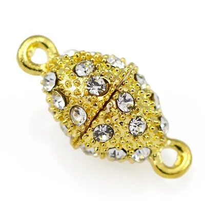 £5.50 • Buy 5x Rhinestone Crystal Gold Plated Strong Magnetic Oval Barrel Clasps 
