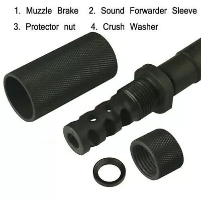 Steel 1/2X28 TPI Muzzle Brake For .22LR .223 5.56 With 3/4X16 TPI Sleeve • $46.99