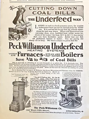 1909 Peck-Williamson Furnaces & Boilers Vintage Antique Printed Ad 8x5.5  • $10.95