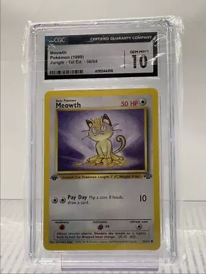 Meowth 1999 Pokemon Jungle 1st Edition Common Cgc 10 Q0481 • $3.25