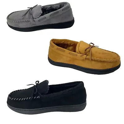 Men's House Shoe Fur Indoor Outdoor Anti-Slip Moccasin Slippers 8-13 Size • $19.99