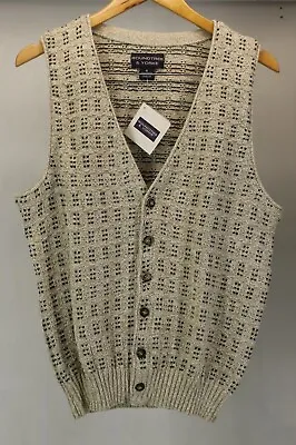 Roundtree & Yorke Men's Vest Size S Color Beige/green/burgundy Button-up New • $23.19