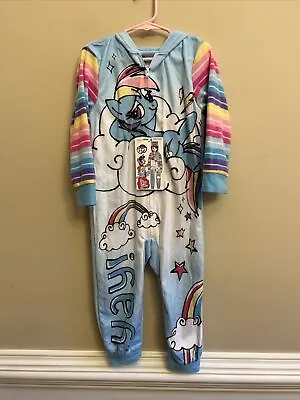 My Little Pony One-Piece Hooded Fleece Union Suit Footless Pajamas Size 4 NWT • $6