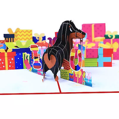 Happy Anniversary Card 3D Valentine Cards With Dachshund Dog I LOVE U 3D • $10.66