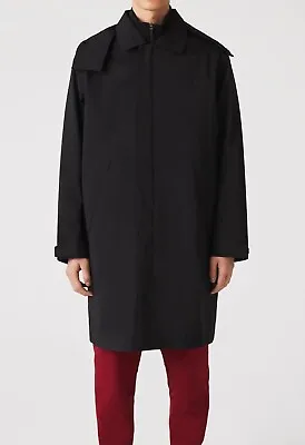 Lacoste Detachable Hood Knee-length  Water-resistant Coat Parka Black New Size M • £199.99