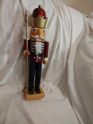 Nutcracker King Statue Dark Red Coat Dark Green Trousers 14 In. 3Q • $35