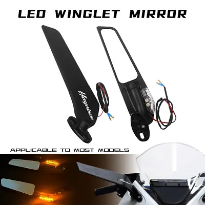 LED Light Larger Wing Rear View Winglets Side Mirrors For SUZUKI HAYABUSA GSX130 • £51.59