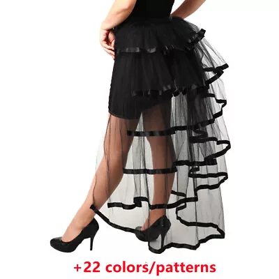 Ladies Women Victorian Steampunk Black Bustle Tutu Belt Lace Underskirt • $27.49