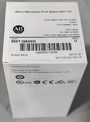 Allen Bradley 800T-QAH2G Green LED Momentary Pushbutton 12-130V AC/DC FREE SHIP • $75