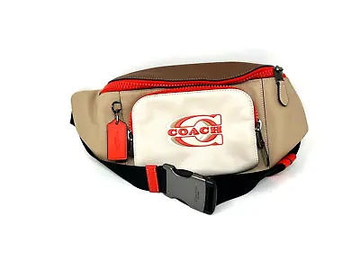 Coach Track Belt Bag Leather Colorblock Stamp CH110 Sling Fanny Pack Sandy Beige • $111.99