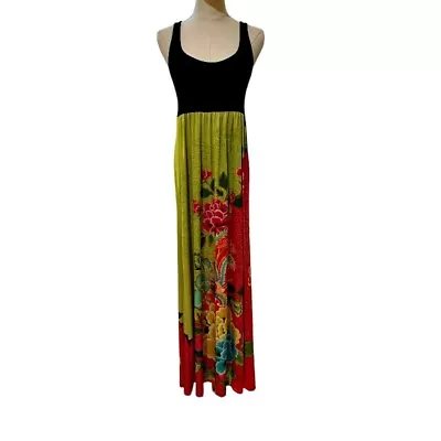 Nally And Millie Knit Tank Maxi Dress Women's Size Small Floral Green Sleeveless • £19.16