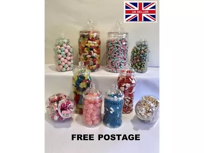 Assorted Plastic Sweet Jars X10 Candy Buffet Wedding Christening Party Retro • £15.50