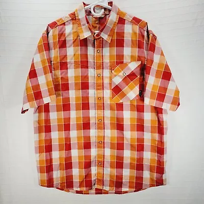 Eddie Bauer Shirt Mens XL Red White Plaid First Ascent Button Up Short Sleeve • $11.77