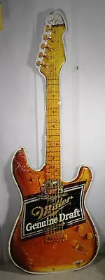 Large Vintage Miller Genuine Draft Beer Metal Guitar Shaped Sign MGD • $165