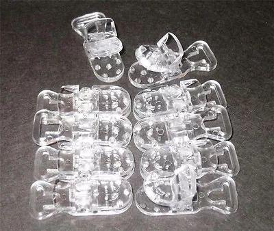 25 Pacifier Bib Holder Badge T Plastic Clips Clear • $11.99