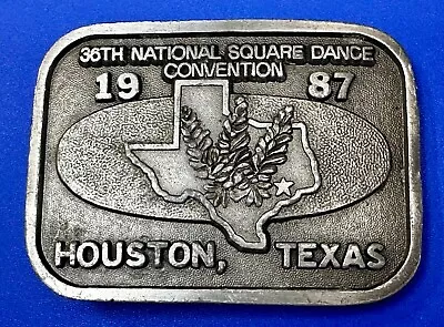 36th National Square Dance Convention 1987 Houston Texas Metal Belt Buckle • $32.50