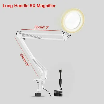 5X Magnifying Lamp Desktop Magnifier Glass Lense Light For Reading Craftwork • £28.58