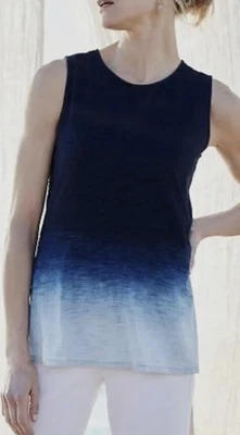 $20 • Buy Purejill Indigo J.jill Ombre  Sleeveless Tank Blue Dip Dye Large Retail $79