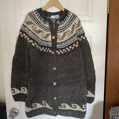 Ecuador Handknit Wool Yoke Cardigan • $48