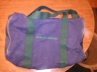 Morgan Stanley Duffle Gym Bag Navy Blue/Pine Green Canvas Shoulder Straps • $44.99