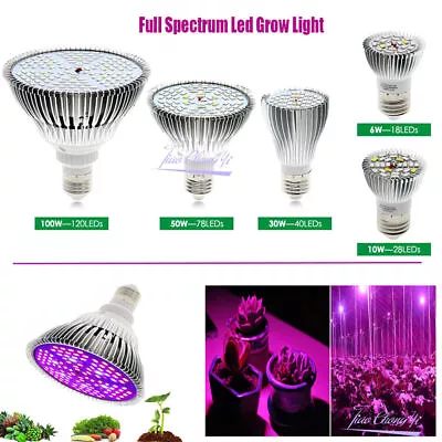 E27 Full Spectrum LED Grow Light 6W 10W  50W 100W For Hydroponics Flowers Plants • $2.30