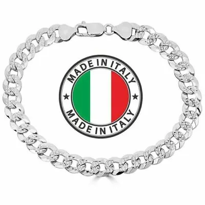 Men's Miami Cuban Bracelet Diamond Cut Solid 925 Sterling Silver 8mm Italy Made • $52.18