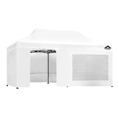 Instahut Gazebo Pop Up Marquee 3x6m Folding Wedding Tent Gazebos Shade White • $350