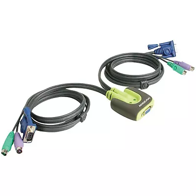 IOGEAR 2-Port MiniView Micro PS/2 KVM Switch With 2 Cables GCS62 • $10.99