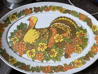 Vintage Colorful Turkey Platter Melmac  • $20