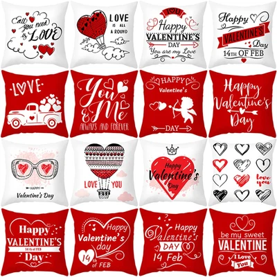 $10.14 • Buy Valentine's Day Throwing Pillow Cover Red Love Letter Peach Skin Printing