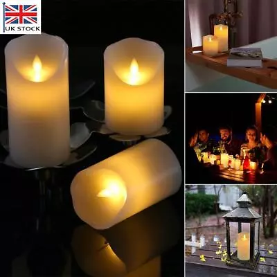 £8.69 • Buy 1/2/3 PCS Flameless Dripping LED Battery Real Wax Skinny Pillar Safety Candles