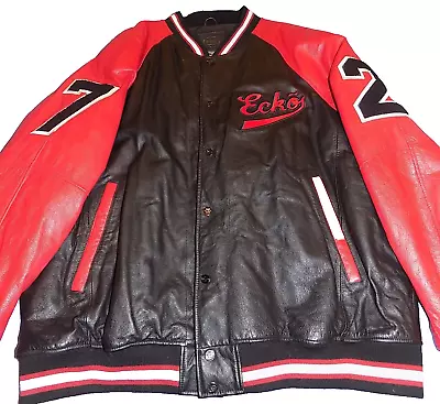 Vintage Ecko Unltd Company Leather Jacket Size XXXL 3XL Bomber Jacket • $299