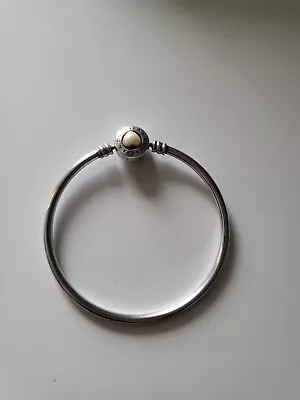Authentic Pandora LIMITED EDITION Silver White Heart Bangle Size 17/18 • $55