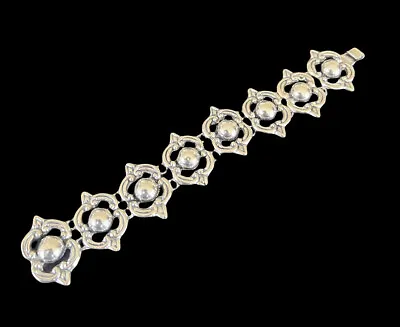 Vintage Taxco Mexico Sterling Silver Ornate Repousse Art Deco Bracelet  • $495