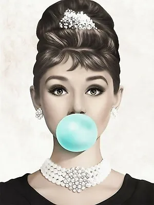 Audrey Hepburn Bubble Gum Iron On Transfer-T-Shirt & Light + Dark Color Fabrics3 • $5