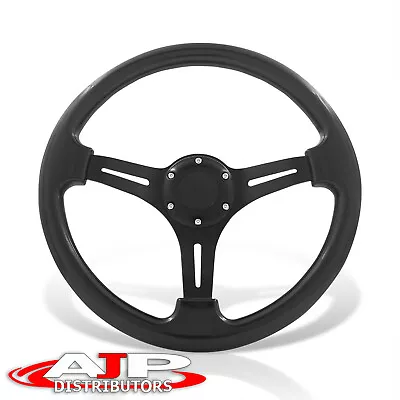 6-Bolt Black JDM Aluminum Racing Drift Deep Dish Horn 14  350mm Steering Wheel • $44.99