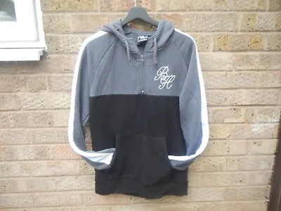 Beck&hersey Grey/black/white Hooded Quarter Zip Sweatshirt Size Small • £11