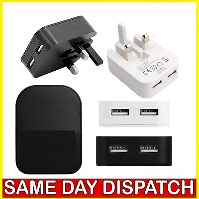 Dual USB Ports 2.1A Charger Adapter Mains Wall Plug Charging 5V 3-Pin Charger UK • £4.99