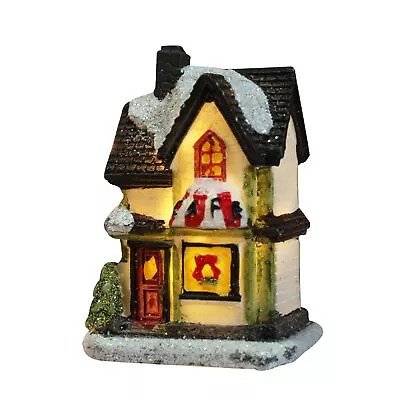 Xmas Decoration Christmas Durable Battery Operated Led Mini House Figurine • $13.85