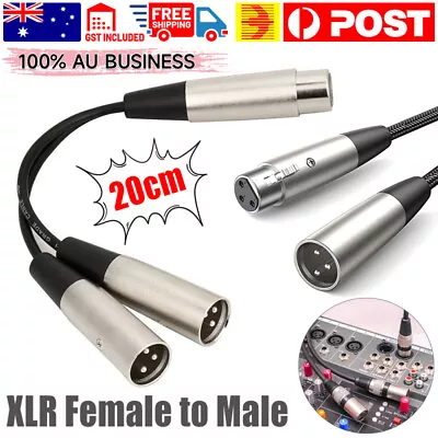 Y Adapter One 1 X Female To Two 2 X Male XLR Splitter Cable Lead Short Dual DMX • $6.65