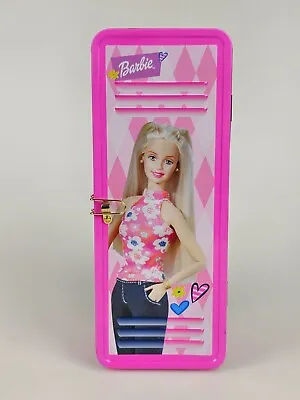 Pink Barbie School Locker Metal Tin 8.25  2001 Mattel Frankford Carmel Popcorn • $13.45