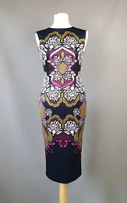 Ted Baker Zyta Dress Navy Surreal Tapestry Bodycon Size 1 UK 8 • £25