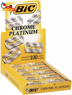 Chrome Platinum Double Edge Safety Razor Disposable Single Blades (100 Pack) • £12.72