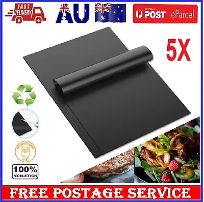 BBQ Grill Mats Set Of 5 Outdoor Cooking Baking Non Stick Reusable Grilling Mat • $15.99