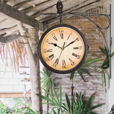 £16.95 • Buy Outdoor Garden Paddington Station Wall Clock Double Sided Hanging Bracket Clocks
