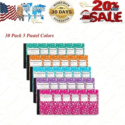 Mini Composition&Notebook Cute 30 Pack 5 Pastel Colors Narrow Ruled Mini • $31.95